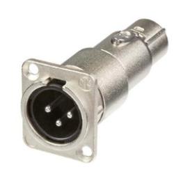 Adapter - 3 pin male XLR to 3 pin female XLR - for XLR D-shape receptables (DLX series)