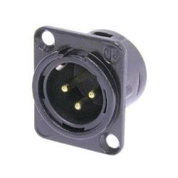 Neutrik NC3MD-L-1-B 3-Pin XLR Male Receptacle Black Housing Gold Contacts