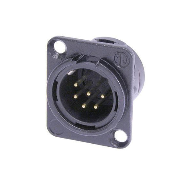 Neutrik NC6MSD-L-B-1-Pin XLR Male Receptacle Black Housing Gold Contacts