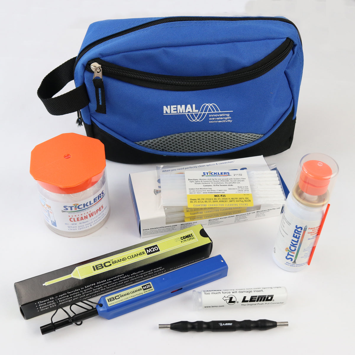 SMPTE Fiber Connector Cleaning Kit with LEMO Alignment Sleeve Tool and Click Cleaner
