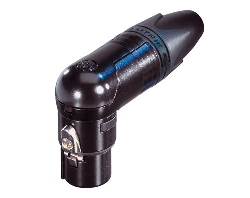 Neutrik NC3FRX-B Right Angle 3 Pin XLR Female Black Housing Gold Contacts