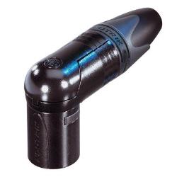 Neutrik NC5MRX-BAG 5-Pin XLR Male Right Angle Cable Mount Plug, Black Housing, Silver Contacts