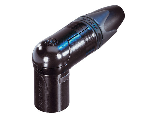 Neutrik NC3MRX-B Right Angle 3 Pin XLR Male Black Housing Gold Contacts