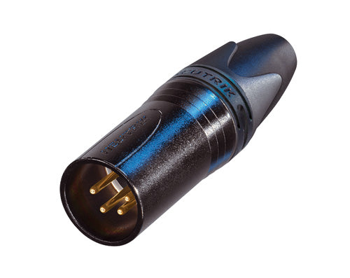 Neutrik NC4MXX-B 4 Pin XLR Male Cable Mount Plug, Black Housing, Gold Contacts